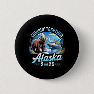 Macaron Rond 5 Cm Croisière en Alaska 2025 en famille en vacances