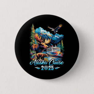 Macaron Rond 5 Cm Croisière en Alaska 2025 Groupe de famille et d'am