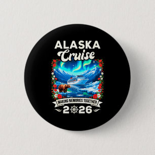 Macaron Rond 5 Cm Croisière en Alaska 2026 famille et amis assortis