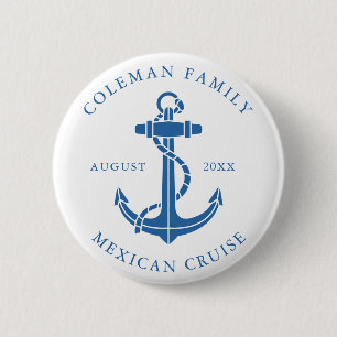 Macaron Rond 5 Cm Croisière personnalisée sur un bateau Famille Ancr