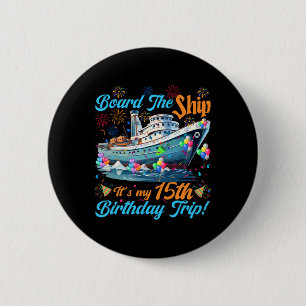 Macaron Rond 5 Cm Croisière pour 15 ans sur un bateau