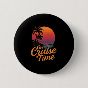 Macaron Rond 5 Cm Croisière tropicale en vacances avec palmier Su