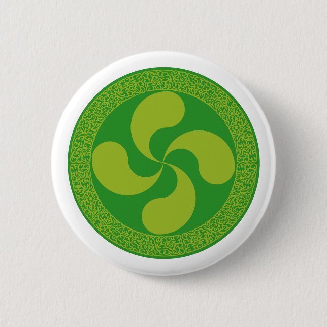 Macaron Rond 5 Cm Croix basque élégante et élégante : Lauburu, (Devant)