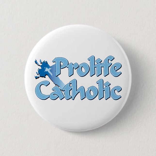 Macaron Rond 5 Cm Croix catholique Prolife (Devant)
