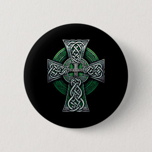 Macaron Rond 5 Cm Croix celtique irlandaise Nœud chrétien Sainte Tri