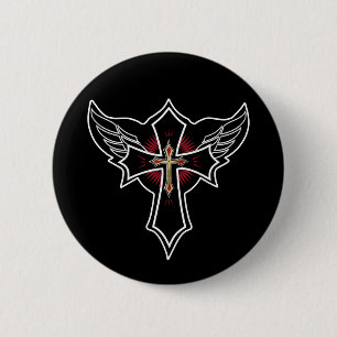 Macaron Rond 5 Cm Croix chrétienne