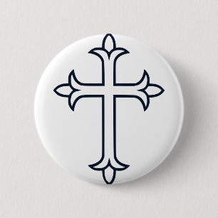 Macaron Rond 5 Cm Croix Chrétienne Classique Art Minimaliste Fin