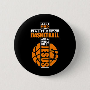 Macaron Rond 5 Cm Croix chrétienne de basket-ball