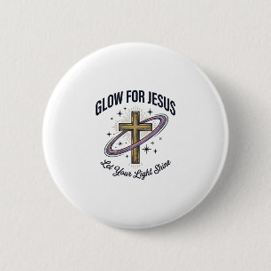 Macaron Rond 5 Cm Croix chrétienne Glow for Jesus Vintage Vector