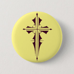 Macaron Rond 5 Cm Croix chrétienne violette