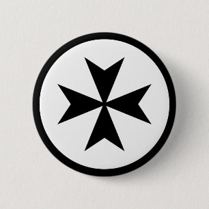 Macaron Rond 5 Cm Croix de Malte noire