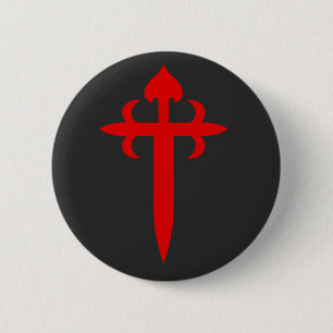 Macaron Rond 5 Cm Croix de Saint Jacques L'Emblème en forme d'épée r