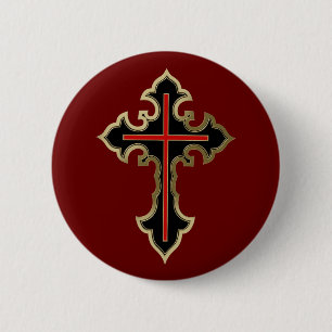 Macaron Rond 5 Cm Croix d'or