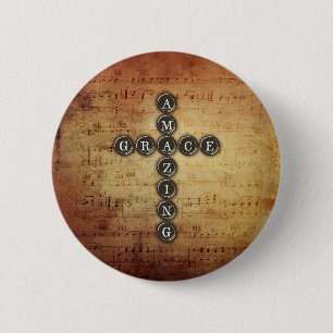 Macaron Rond 5 Cm Croix extraordinaire de grâce sur la feuille de