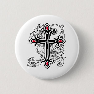 Macaron Rond 5 Cm Croix gothique
