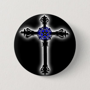 Macaron Rond 5 Cm Croix gothique