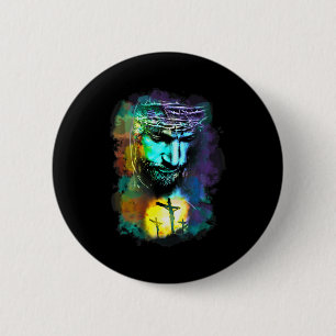 Macaron Rond 5 Cm Croix Jésus-Christ Culture Religieuse Art Chrétien
