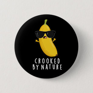 Macaron Rond 5 Cm Crooked By Nature Funny Banana Pun Dark BG