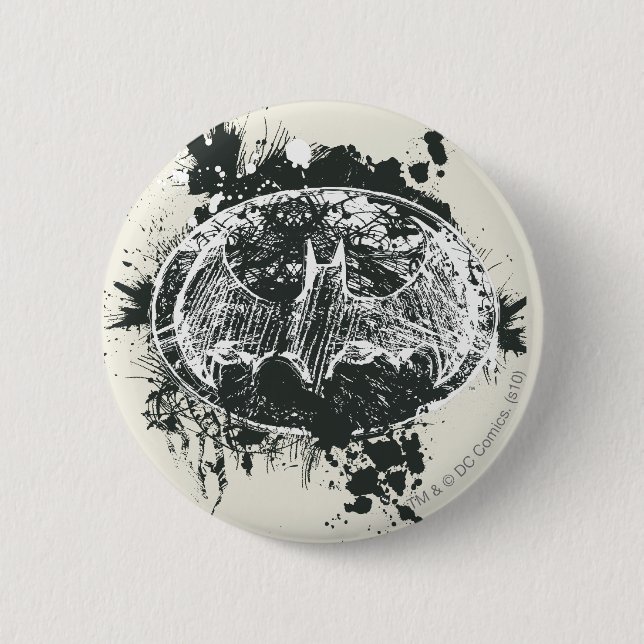 Macaron Rond 5 Cm Croquis Batman Grunge Splatter (Devant)