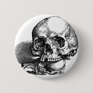 Macaron Rond 5 Cm Croquis de cru de crâne et de mâchoires