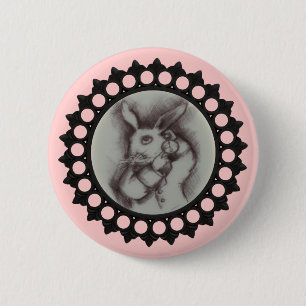 Macaron Rond 5 Cm Croquis de lapin blanc