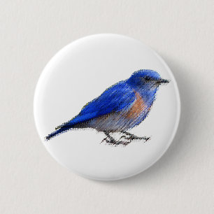 Macaron Rond 5 Cm Croquis original d'un oiseau bleu (oiseau bleu)