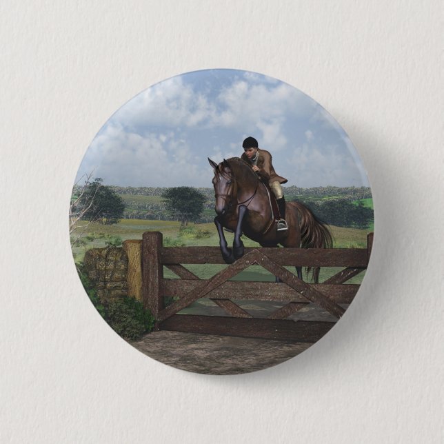Macaron Rond 5 Cm Cross Country - Bouton Cheval de saut (Devant)