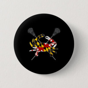 Macaron Rond 5 Cm Crosse de crabe du Maryland Bâton croisé Md Drapea
