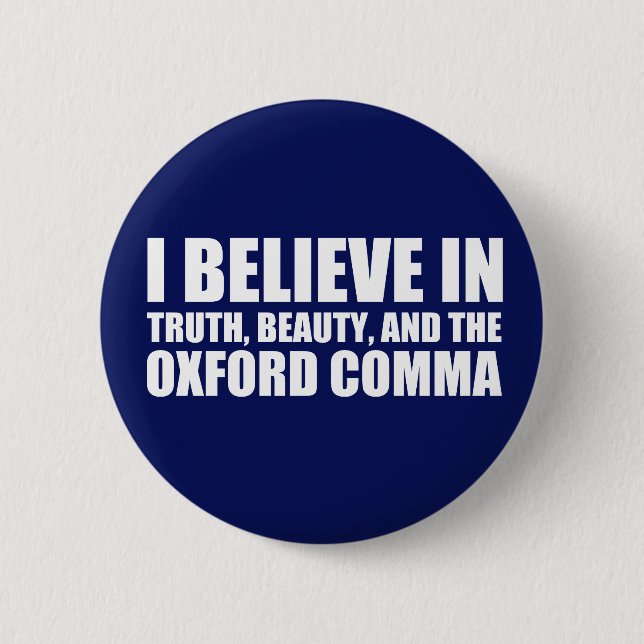 Macaron Rond 5 Cm Croyez en l'Humour Oxford Comma (Devant)