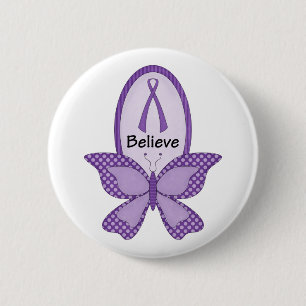 Macaron Rond 5 Cm Croyez le ruban pourpre de conscience