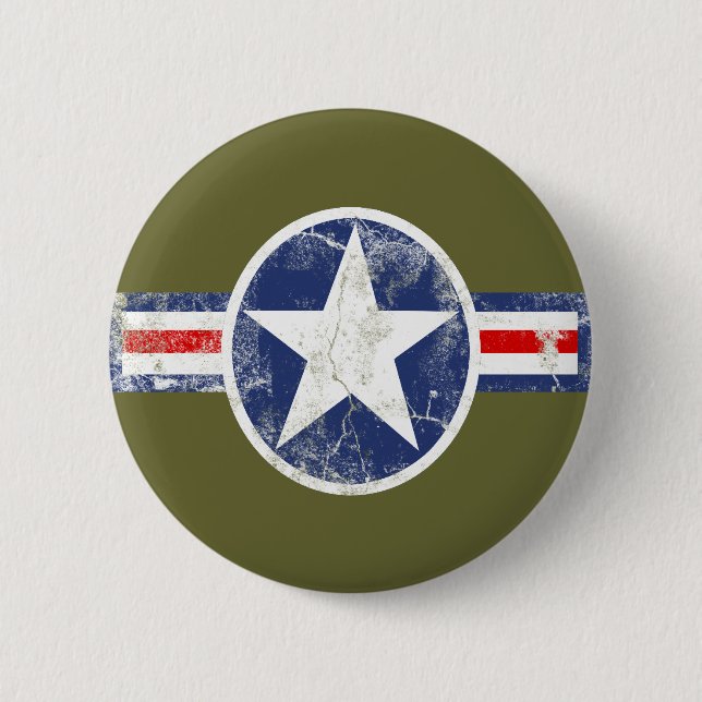 Macaron Rond 5 Cm Cru de corps d'air d'armée (Devant)