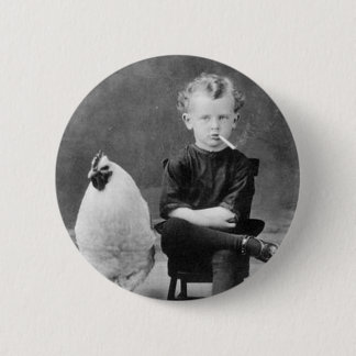 Macaron Rond 5 Cm cru - garçon fumant avec le poulet