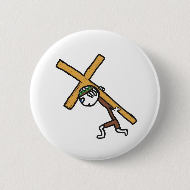 Macaron Rond 5 Cm Crucifix (Devant)