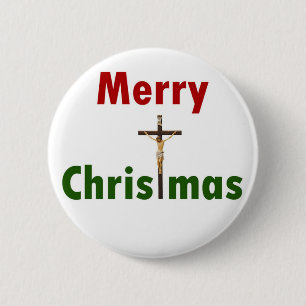 Macaron Rond 5 Cm Crucifix de Joyeux Noël