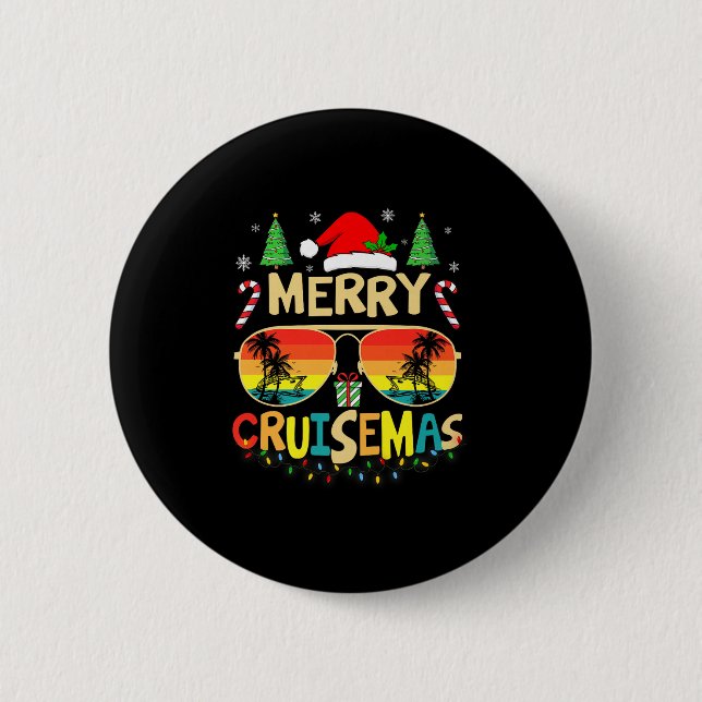 Macaron Rond 5 Cm Cruise Ship Merry Christmas Lights Cruising Vacati (Devant)