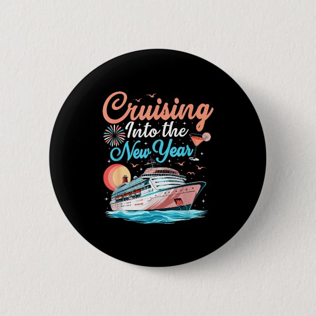 Macaron Rond 5 Cm Cruising Into New Years Eve Party Countdown Happy  (Devant)