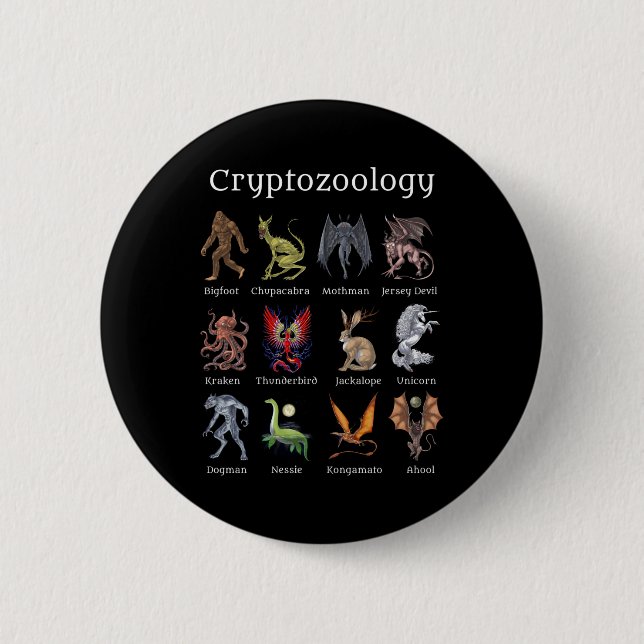 Macaron Rond 5 Cm Cryptozoologie Cryptid Créatures (Devant)