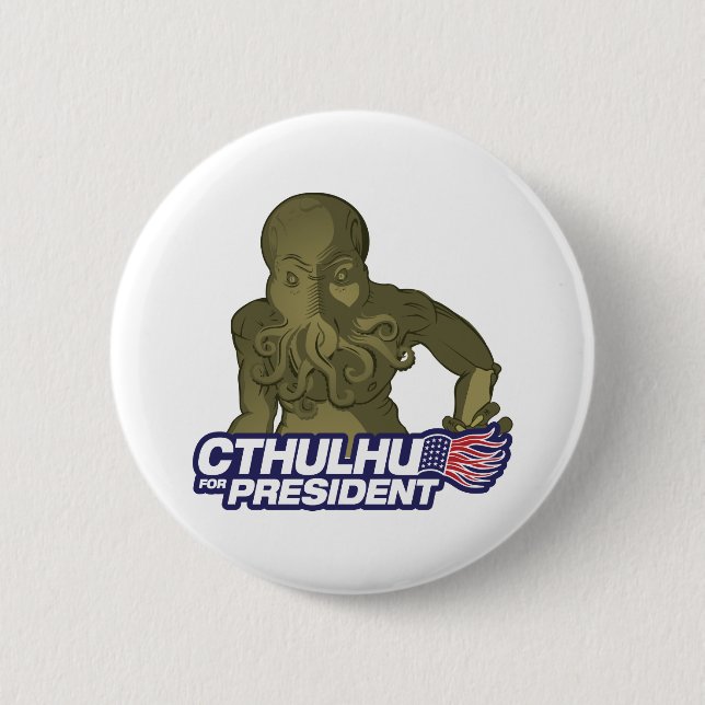 Macaron Rond 5 Cm Cthulhu pour le Président Button (Devant)