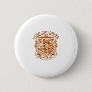 Macaron Rond 5 Cm Ctrl Alt Meow Chat Gamer Tech Vintage Vector Art S