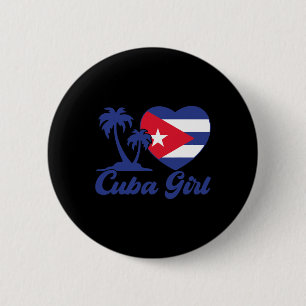 Macaron Rond 5 Cm Cuba - Drapeau de fille cubaine Cubanita Patrimoin