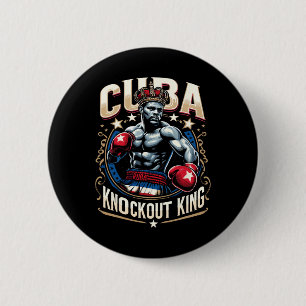Macaron Rond 5 Cm Cubain Boxe Knockout King Cuba Crown