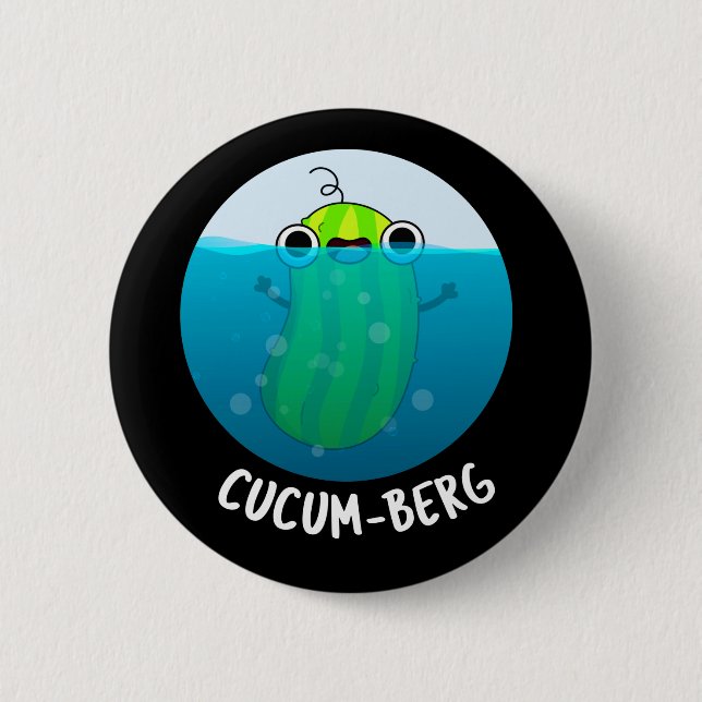 Macaron Rond 5 Cm Cucum-berg Funny Concomber Pun Dark BG (Devant)