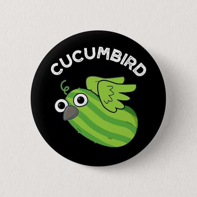 Macaron Rond 5 Cm Cucumbird Funny Veggie Cucumber Pun Dark BG (Devant)