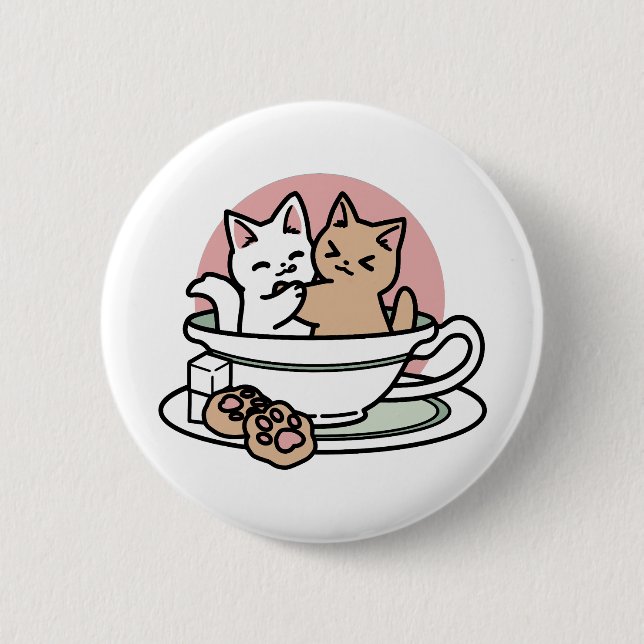 Macaron Rond 5 Cm Cuddin en coupe - Tea Time adorable (Devant)