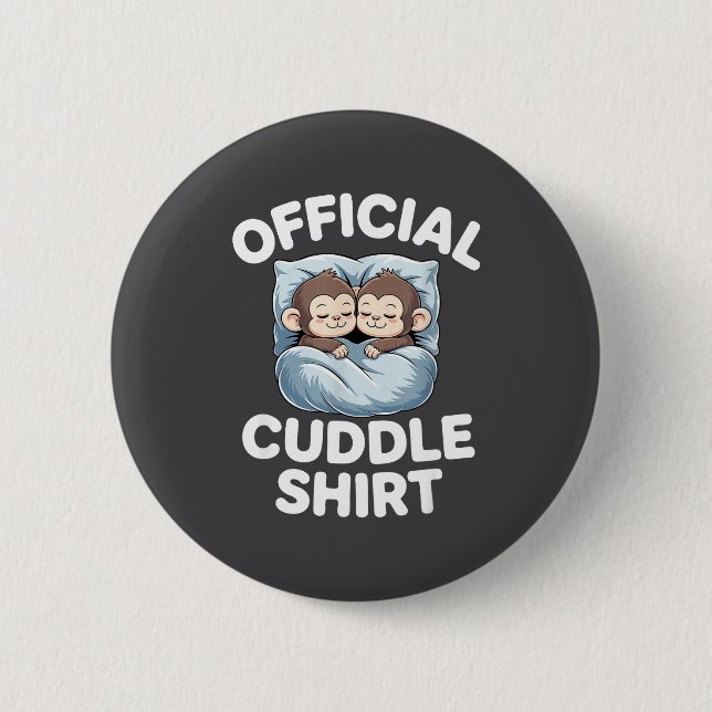 Macaron Rond 5 Cm Cuddle Shirt Cute Sleepy Monkey Couple  (Devant)