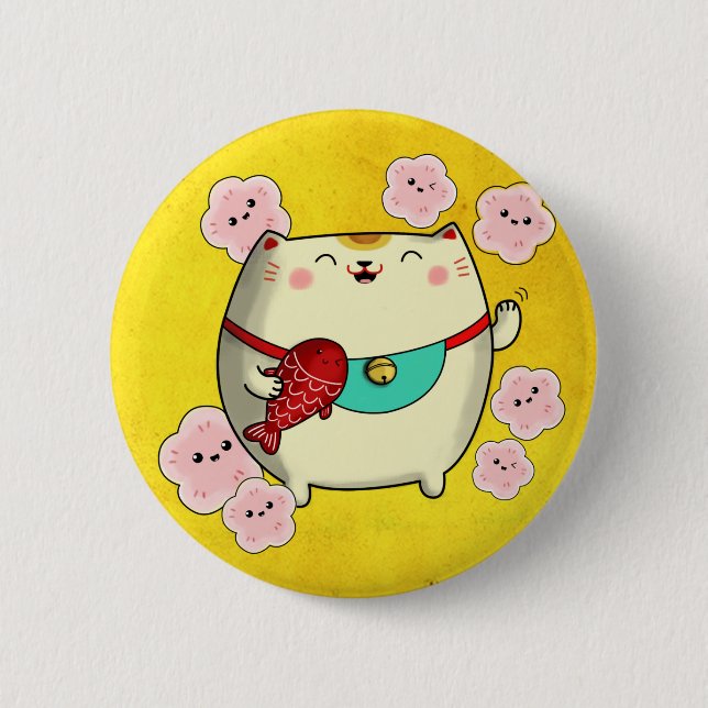 Macaron Rond 5 Cm Cuisine ronde Maneki Neko Chat (Devant)