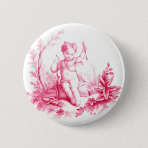 Macaron Rond 5 Cm Cupidon de porcelaine de Coalbrookdale, peint 1865