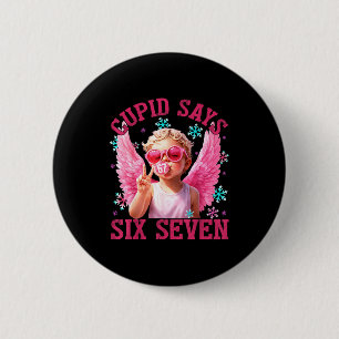 Macaron Rond 5 Cm Cupidon mignon drôle dit six sept Saint Valentin 6
