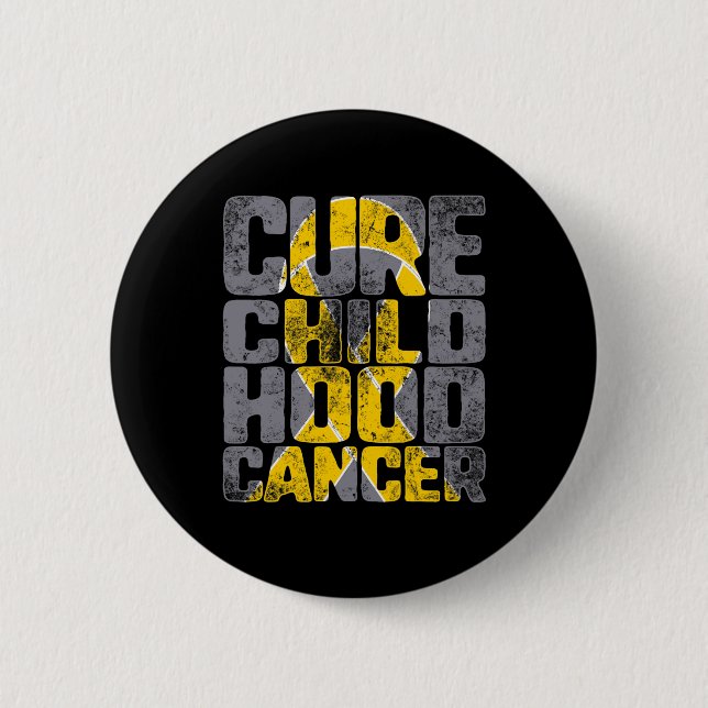 Macaron Rond 5 Cm Cure Childhood Cancer Gold Ribbon Support Awarenes (Devant)