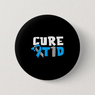 Macaron Rond 5 Cm Cure T1d Sensibilisation au diabète Type 1 Ruban b